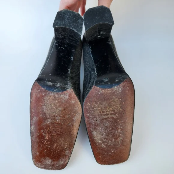 Stuart Weitzman Vintage '90s Tweed & Leather Block Heel Loafers - Picture 7 of 8